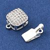 Brass Micro Pave Clear Cubic Zirconia Box Clasps KK-C080-10P-2