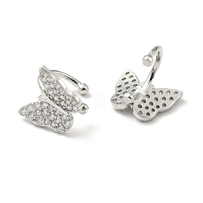 Clear Cubic Zirconia Butterfly Cuff Earrings EJEW-G295-15P-1
