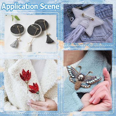 120Pcs 12 Styles Iron Brooch Findings IFIN-SP0001-31-1