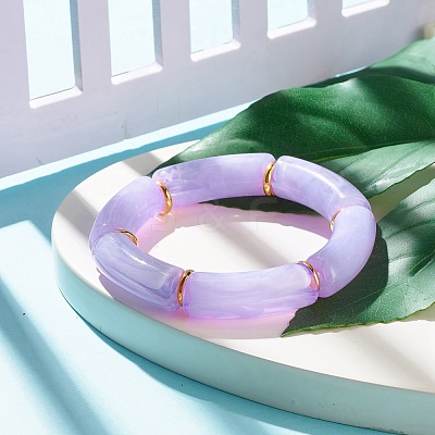 Acrylic Tube Beaded Stretch Bracelets BJEW-JB07774-03-1