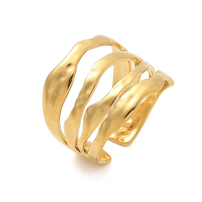 304 Stainless Steel Multilayer Open Cuff Rings for Women RJEW-Z077-01G-05-1