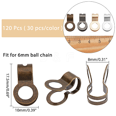 120Pcs 4 Colors Iron Ball Chain Connectors IFIN-AR0001-17-1