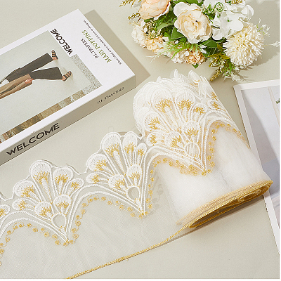10 Yards Polyester Flower Embroidery Lace Trim OCOR-GF0004-87-1