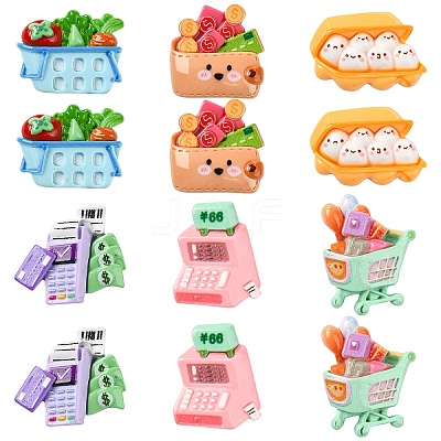 24Pcs 6 Styles Supermarket Theme Opaque Resin Decoden Cabochons Sets RESI-YW0004-06-1