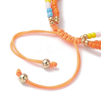 Adjustable Glass Seed Beaded Triple Layer Multi-strand Bracelet BJEW-MZ00048-04-1