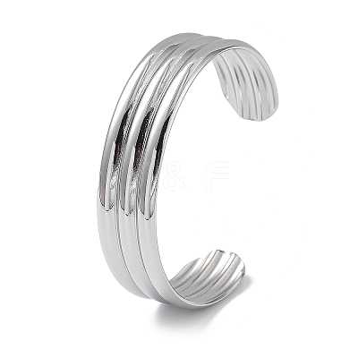304 Stainless Steel Cuff Bangles for Women BJEW-Z078-15P-1