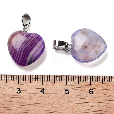Natural Banded Agate Charms HEAR-PW0001-057-38-1
