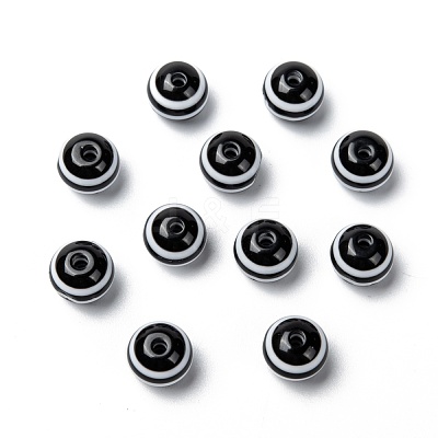 Round Striped Resin Beads RESI-R158-10mm-11-1
