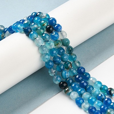 Natural Striped Agate/Banded Agate Beads Strands G-A246-8mm-07-1