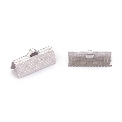 Tarnish Resistant 304 Stainless Steel Ribbon Crimp Ends STAS-P249-27C-P-1