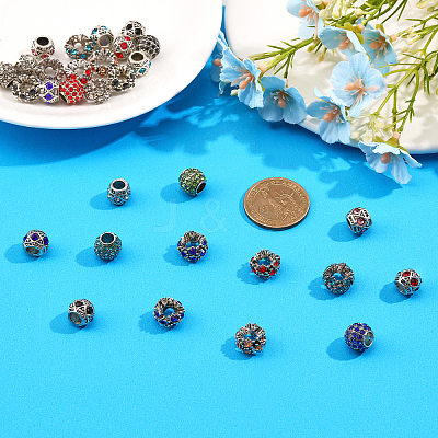 30Pcs 18 Style Alloy Rhinestone European Beads FIND-CA0006-82-1