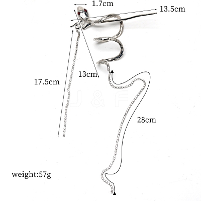 Snake Alloy Rhinestone Hair Cuff Pin PW-WG87173-01-1