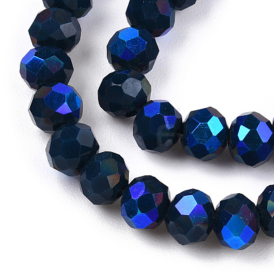 Electroplate Opaque Solid Color Glass Beads Strands EGLA-A044-P8mm-L16-1