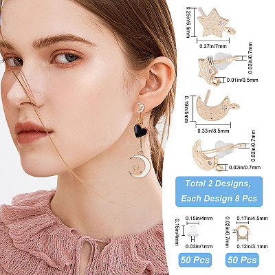 16Pcs 2 Style Brass Stud Earring Findings KK-CN0001-89-1