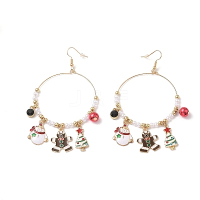 Christmas Theme Alloy Enamel Dangle Earrings EJEW-B068-01G-02-1