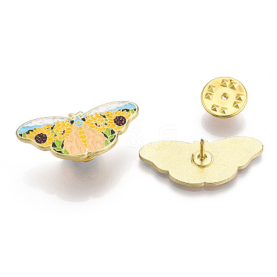 Butterfly with Sunflower Enamel Pin LS-JEWB-G014-B01-1