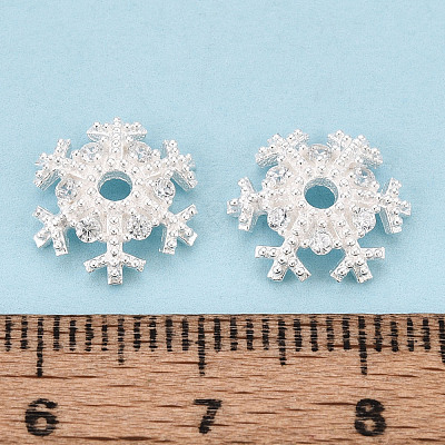 925 Sterling Silver Micro Pave Clear Cubic Zirconia Bead Caps STER-T008-42S-1