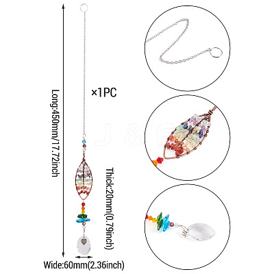 1Pc Wire Wrapped Alloy & Natural Mixed Stone Chips Tree of Life Hanging Suncatchers HJEW-TA0001-45C-1