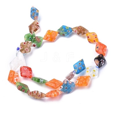 Rhombus Handmade Millefiori Glass Beads X-LK-R004-48-1