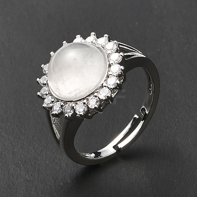 Natural Quartz Crystal Adjustable Rings RJEW-P043-02P-25-1
