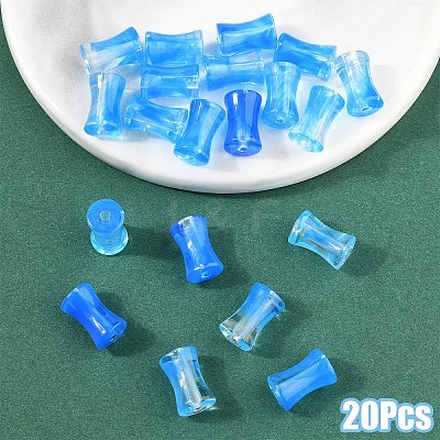 20Pcs Transparent Acrylic Beads Ink Wind Gradient Effect OACR-YW0003-20B-1