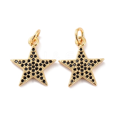 Brass Micro Pave Clear Cubic Zirconia Charms ZIRC-Z018-15G-C-1