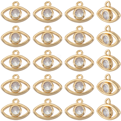 20Pcs Brass Micro Pave Cubic Zirconia Charms KK-BBC0019-07-1