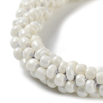 Crochet Glass Beads Braided Stretch Bracelet BJEW-K232-01S-1