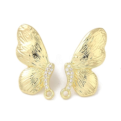 Brass Micro Pave Cubic Zirconia Studs Earring Findings KK-K371-16G-1