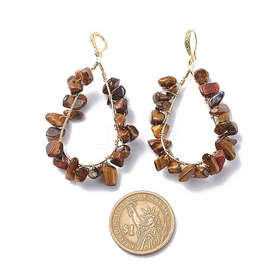 5 Pairs 5 Style Natural Mixed Gemstone Chips Teardrop Dangle Earrings EJEW-JE05074-1