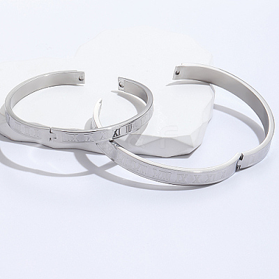 Non-Tarnish 2Pcs 2 Style 201 Stainless Steel Hinged Bangles for Women QR1999-2-1