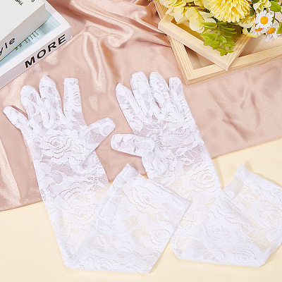 Polyester Long Lace Gloves AJEW-WH20011-94B-1