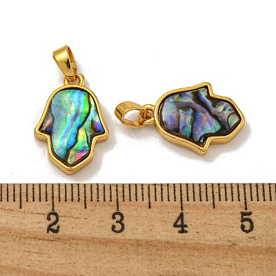 Rack Plating Brass Pave Natural Paua Shell Pendants KK-U025-04G-02-1
