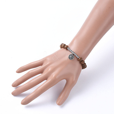 12 Constellation/Zodiac Sign Flat Round Tibetan Style Alloy Charm Bracelets Sets BJEW-JB05168-1