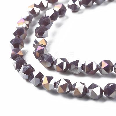 Electroplate Opaque Glass Beads Strands X-EGLA-T019-05D-1