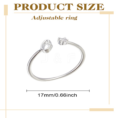 1Pc Letter Brass Rhinestone Open Cuff Rings for Women AJEW-LP0004-47C-S-1