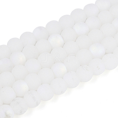 Frosted Imitation Jade Glass Beads Strands GLAA-T032-J6mm-MBB01-1