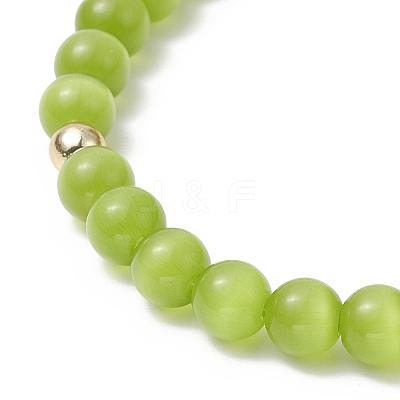 Glass Cat Eye Beaded Bracelets BJEW-JB09368-1