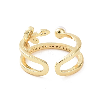 Brass Micro Pave Cubic Zirconia Open Rings RJEW-J017-VC203-1