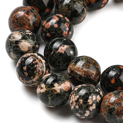 Natural Red Snowflake Obsidian Round Beads Strands G-P503-10MM-06-1