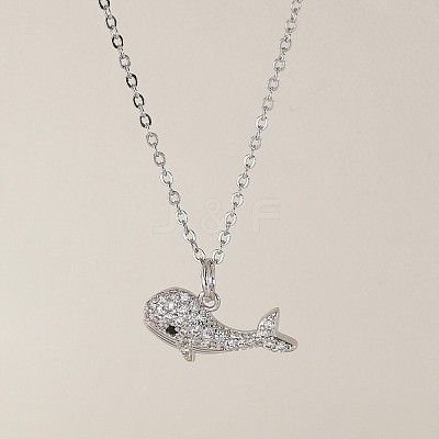 Ocean Summer Brass Pave Clear Cubic Zirconia Pendant Necklaces FS-WG82AA1-13-1