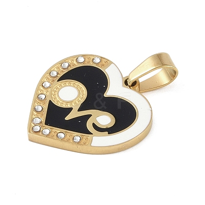 Ion Plating(IP) 304 Stainless Steel Enamel Rhinestone Pendants STAS-Q325-02A-G-1
