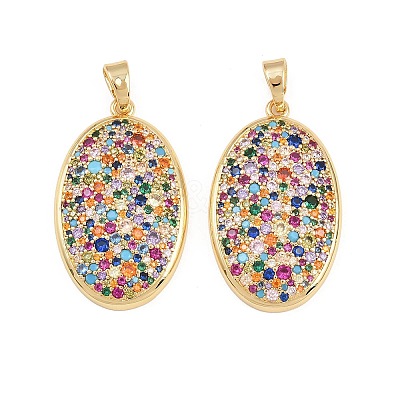 Brass Micro Pave Cubic Zirconia Pendants KK-B157-08G-02-1
