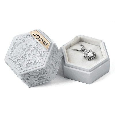 Embossed Hexagon Plastic Pendant Necklace Storage Boxes CON-P020-B01-1