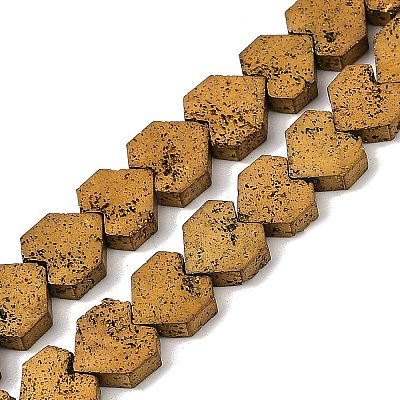 Electroplated Natural Lava Rock Beads Strands G-K388-04B-02-1