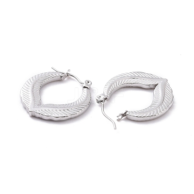 Non-Tarnish 304 Stainless Steel Double Leaf Wrap Hoop Earrings for Women EJEW-G293-23P-1