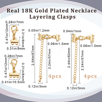 8Pcs 2 Size Brass Chain Extenders FIND-BBC0002-70G-1