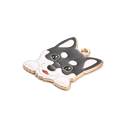 Animal Puppy Alloy Enamel Pendants FIND-V001-03G-01-1