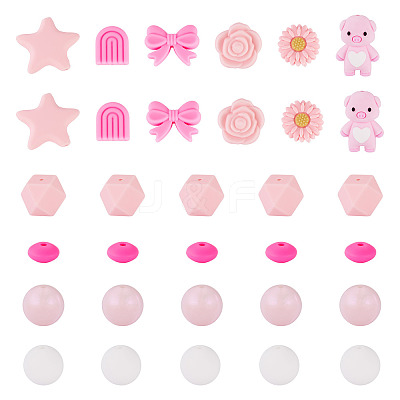 60Pcs Silicone Beads for DIY Big Themed Jewelry SIL-TA0003-37-1