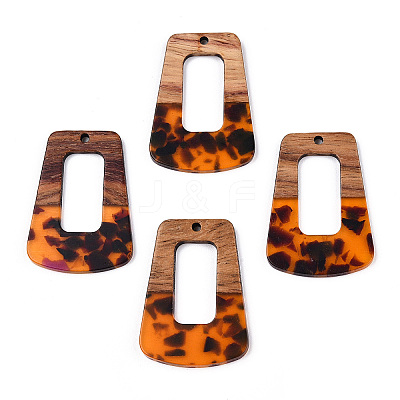 Transparent Resin & Walnut Wood Pendants RESI-TAC0017-72-B01-1